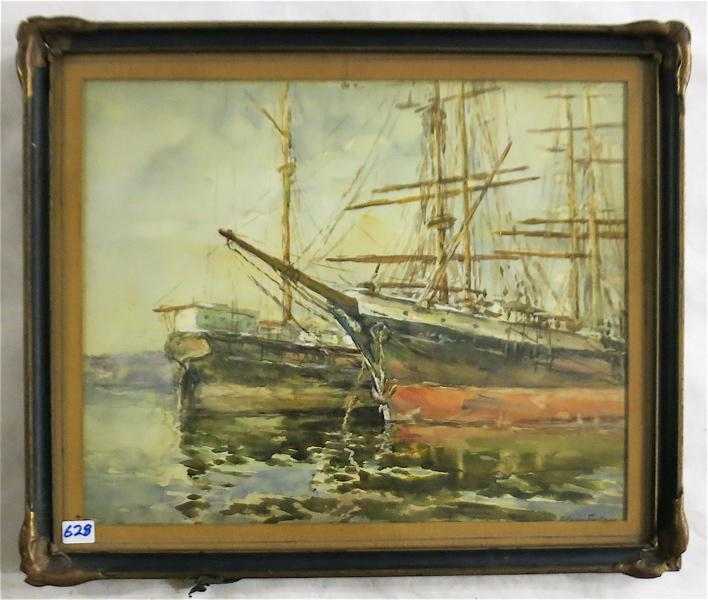 Appraisal: EDGAR FORKNER WATERCOLOR ON PAPER American - Tall ships Image