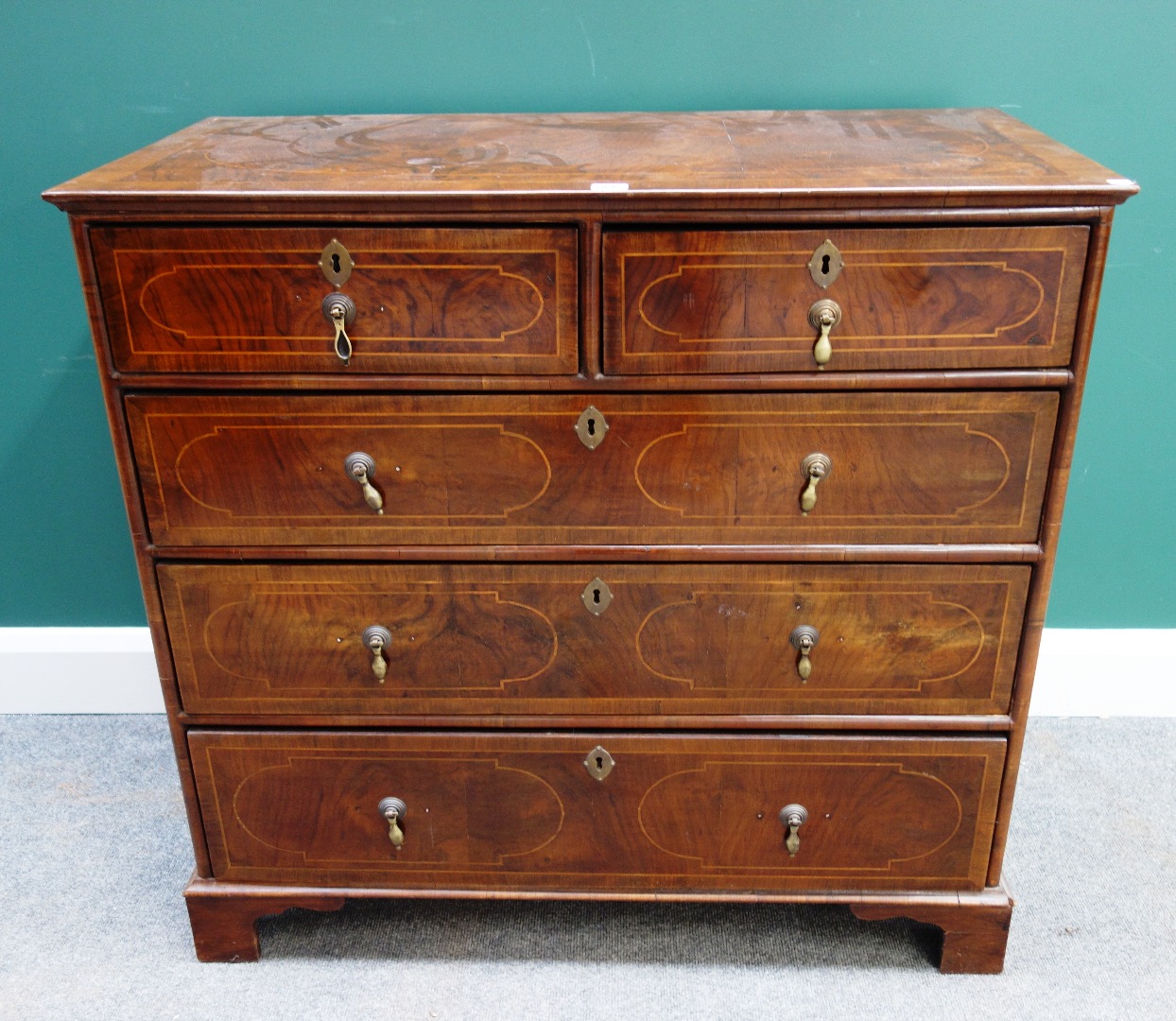 Appraisal: An early th century and later walnut chest of two