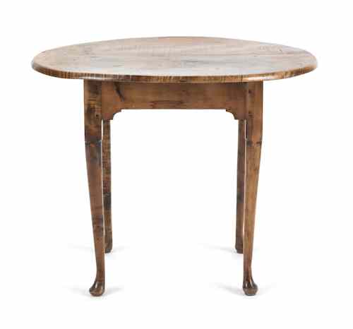 Appraisal: New England Queen Anne tiger maple tavern table th c