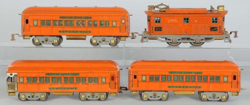 Appraisal: American Flyer -Piece Bunker Hill Passenger Set Description Pre-war Standard