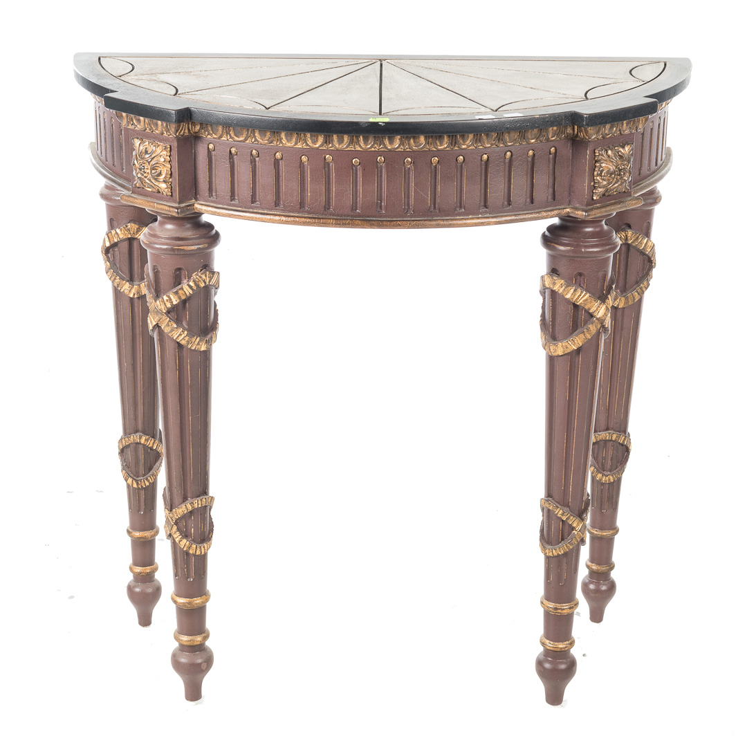 Appraisal: Louis XVI style painted parcel-gilt console table th century silver