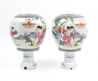 Appraisal: A Pair of Chinese Porcelain Lanterns Height of each inches