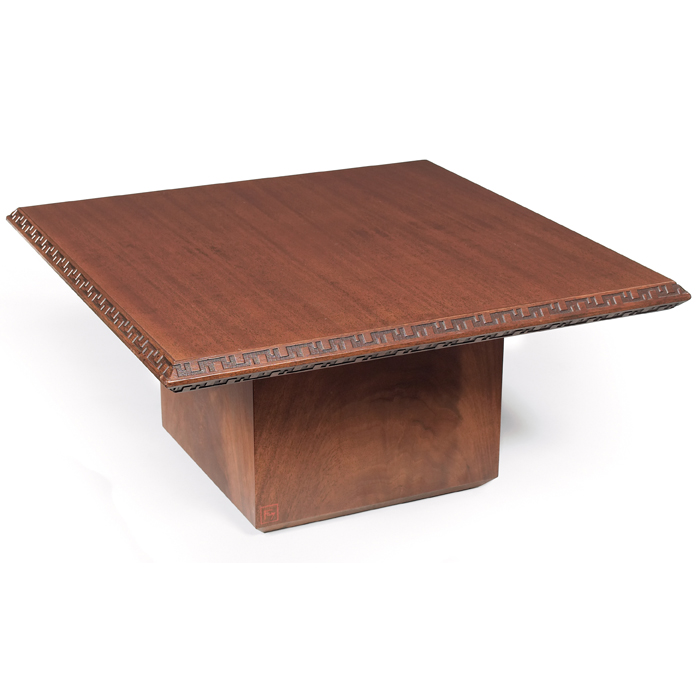 Appraisal: Frank Lloyd Wright table manufactured by Heritage Henredon square top