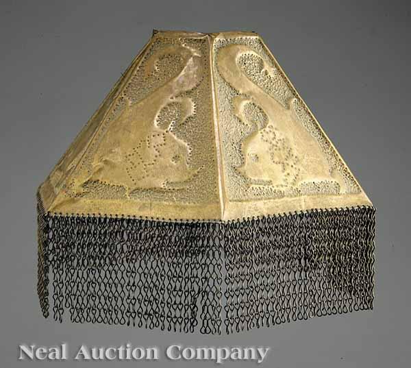 Appraisal: A Newcomb College Pierced Brass Lampshade possibly Rosalie Roos Wiener