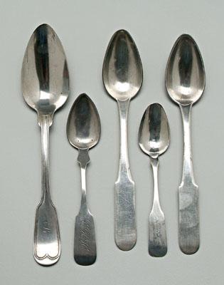 Appraisal: Southern coin silver spoons A Blanchard Kentucky Freeman Norfolk Virginia