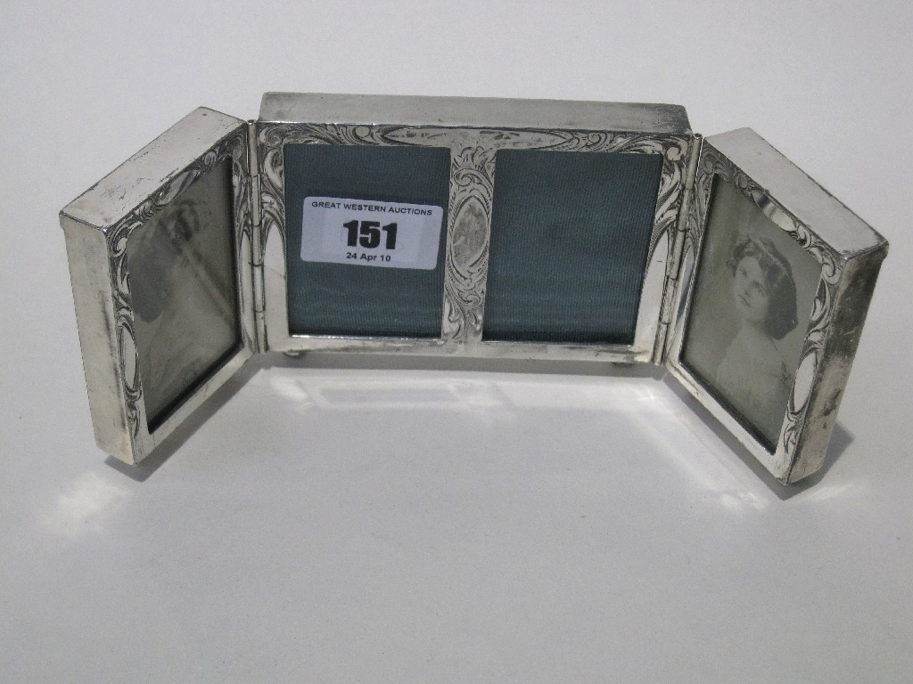 Appraisal: Art Nouveau white metal folding photo frame