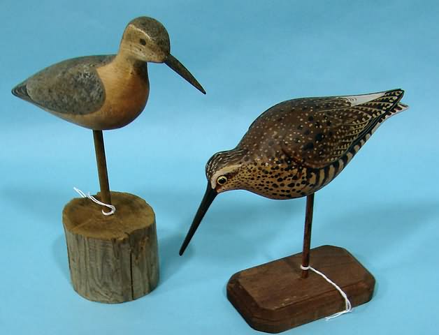 Appraisal: pcs - Sandpiper Willet marked Rhodes stick-ups on wood base