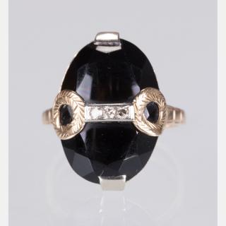 Appraisal: A kt Yellow and White Gold Onyx and Diamond Ring