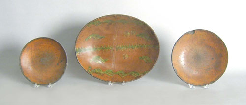 Appraisal: Redware loaf dish th c h l together with plates