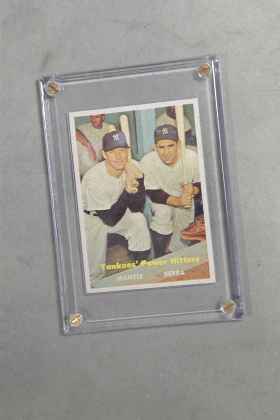 Appraisal: MICKEY MANTLE YOGI BERRA BASEBALL CARD Topps In a plastic