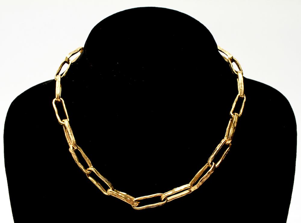 Appraisal: Brutalist K Gold Large Linked Choker Necklace Brutalist K yellow