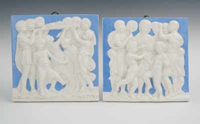 Appraisal: A Pair of Italian Glazed Ceramic Relief Plaques th Century