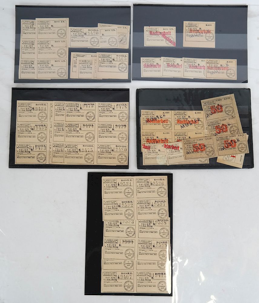 Appraisal: Litzmannstadt Lodz Ghetto Workers Kitchen Exchange Singles pairs and blocks