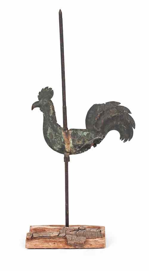 Appraisal: Continental copper hollow body rooster weathervane early th c h