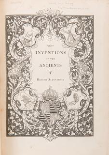 Appraisal: Invention Woodcroft Bennet Inventions of the Ancients The Pneumatics of