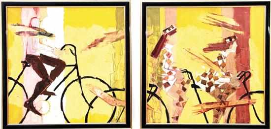 Appraisal: Ann Eckert Keenan New York Florida - DIPTYCH YELLOW CYCLERS