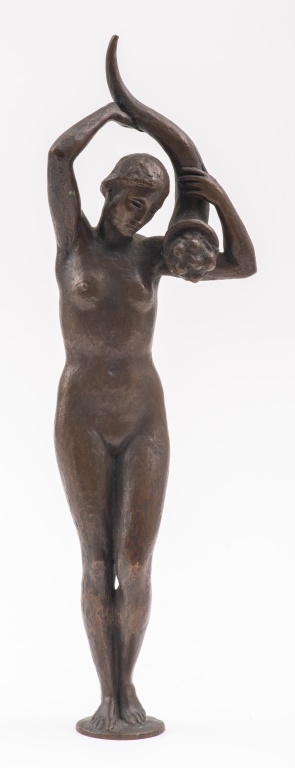 Appraisal: HANS SCHWEGERLE ART DECO BRONZE NUDE WOMAN Hans Schwegerle German