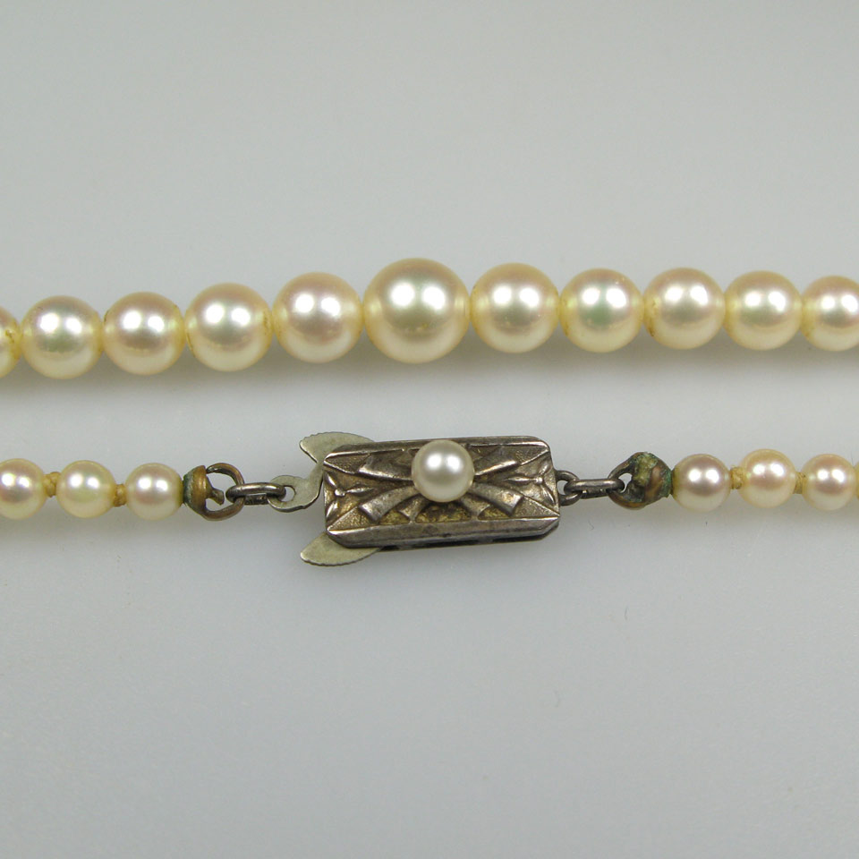 Appraisal: Single Graduated Strand Of Mikimoto Cultured Pearls mm to mm