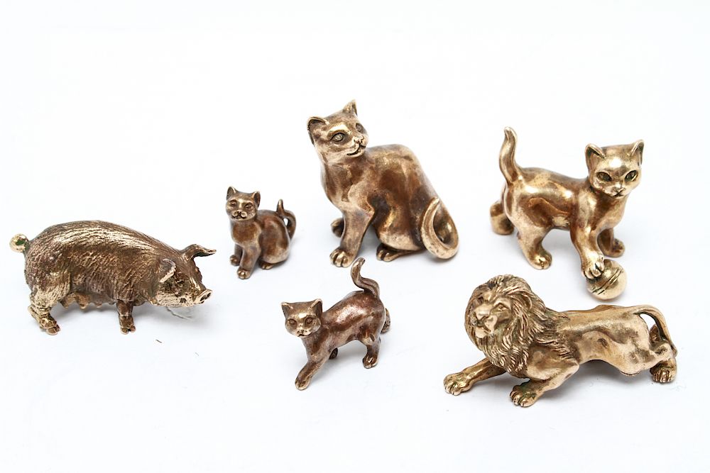 Appraisal: Russian Mini Animal Figurines Bronze Sculptures Six Russian miniature animal