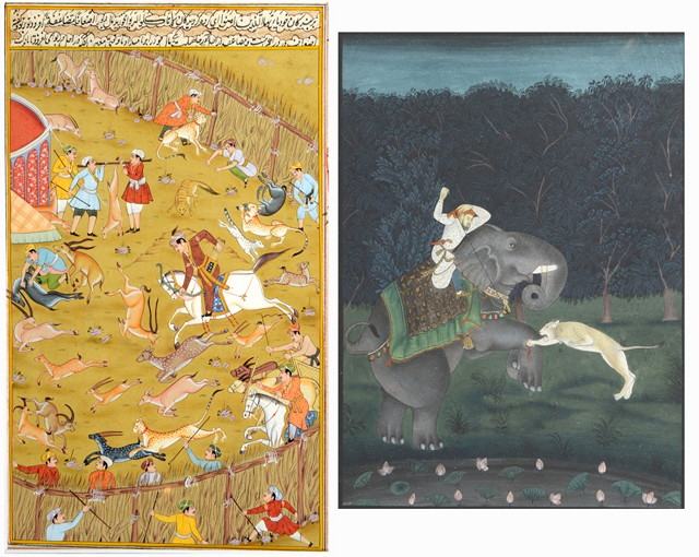 Appraisal: AN INDIAN WATERCOLOUR ON PAINTING of a hunter on a