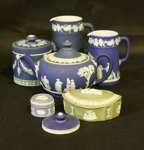 Appraisal: A collection of Wedgewood Jasper ware comprising two jugs a