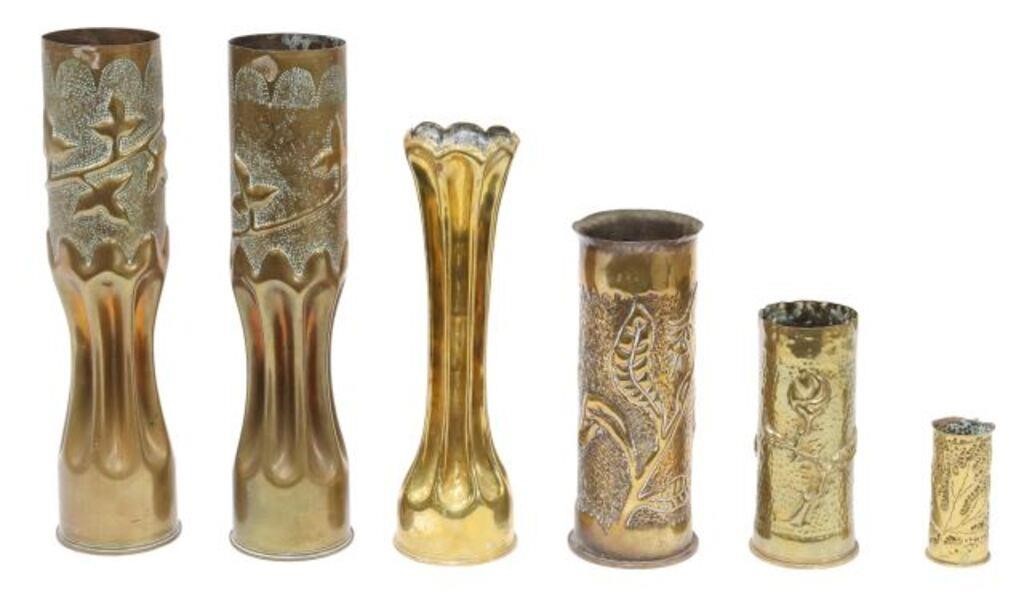 Appraisal: lot of French WWI-era trench art vases fashioned from artillery