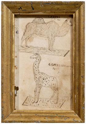 Appraisal: Folk art drawing camel eagle recto quot Camel and Camel