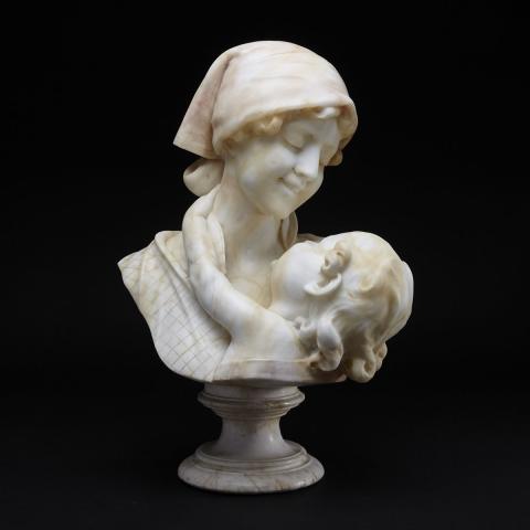 Appraisal: Ferdinando Vichi Italian - FLORENTINE CARVED ALABASTER BUST GROUP OF