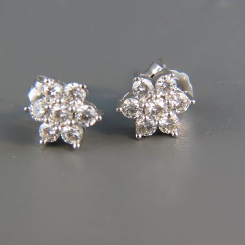 Appraisal: Diamond Earrings each with round diamonds in floral settings carat