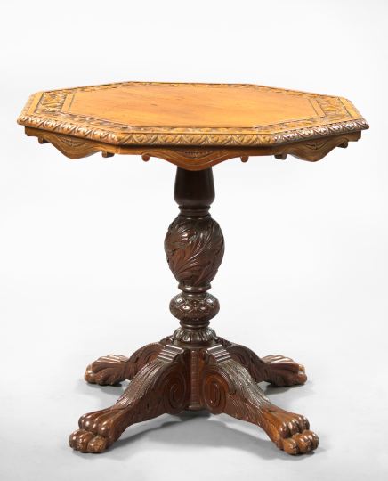 Appraisal: Italian Neoclassical-Style Beechwood Side Table early th century the octagonal