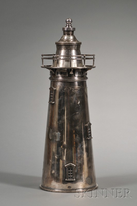 Appraisal: Silver Plated Lighthouse-form Cocktail Shaker Meriden Silver Plate Company International