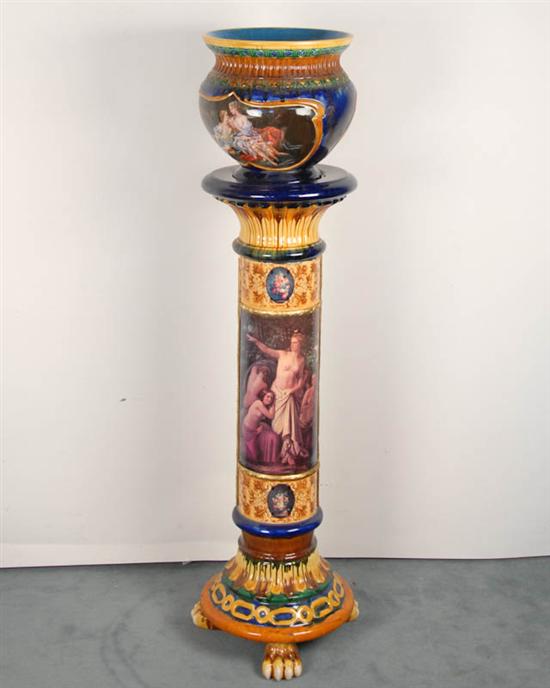 Appraisal: A Two Piece Majolica Jardiniere on Stand by unknown maker