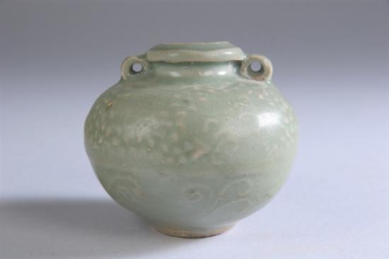 Appraisal: CHINESE CELADON PORCELAIN JARLET Circa th - th century Molded