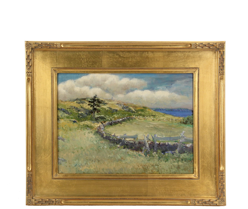 Appraisal: AMERICAN IMPRESSIONIST - Maine Landscape with Stone Fenced Field descending