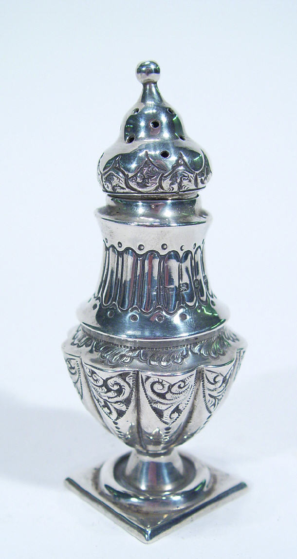 Appraisal: Victorian embossed and fluted silver pepperette Birmingham cm high