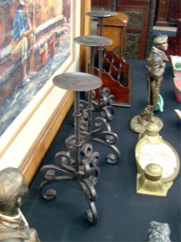 Appraisal: SET OF IRON CANDLE STANDS