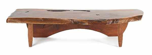 Appraisal: George Nakashima American - walnut slab free-form coffee table with