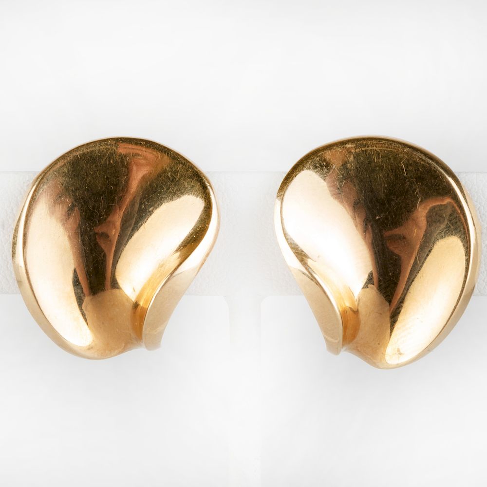 Appraisal: Pair of Georg Jensen k Gold Earclips With hallmarks and