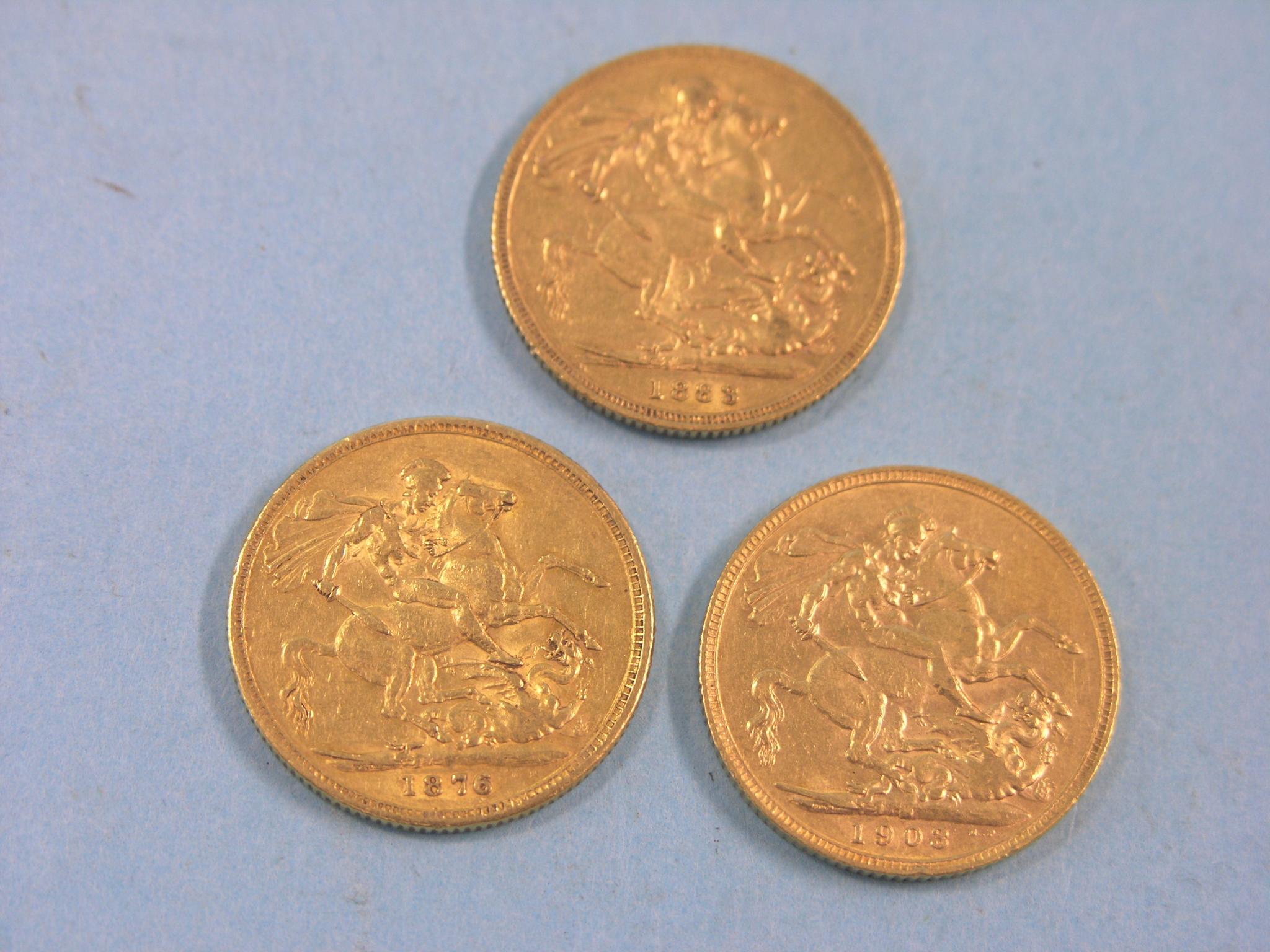 Appraisal: Three gold Sovereigns Melbourne and Sydney mints