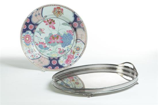 Appraisal: CHARGER AND SILVER PLATE TRAY Second half- th century Herend