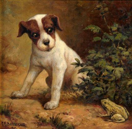 Appraisal: CHARLES GRANT BEAUREGARD - TERRIER AND TOAD Oil on artistboard