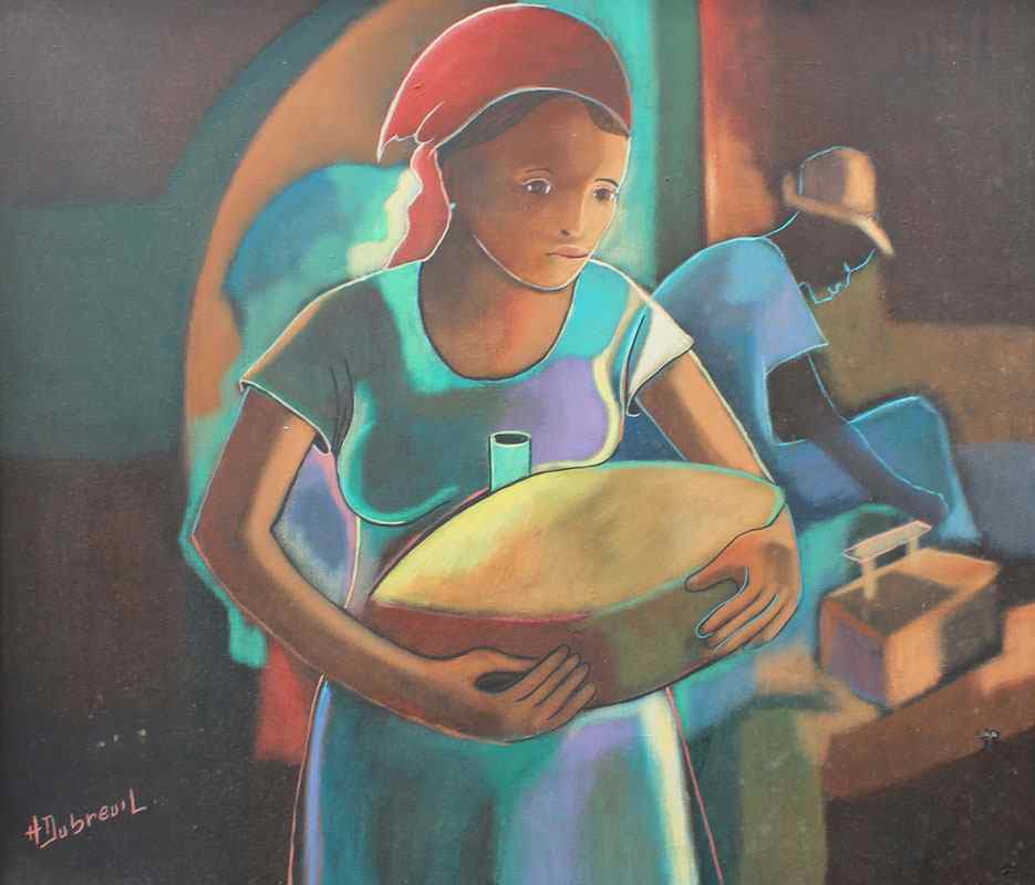 Appraisal: DUBREUIL Henry Haitian th Century ''Young Female Worker'' Oil Canvas