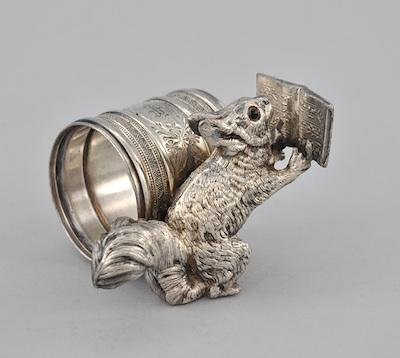 Appraisal: A Victorian Silver Plate Figural Napkin Ring With an engraved