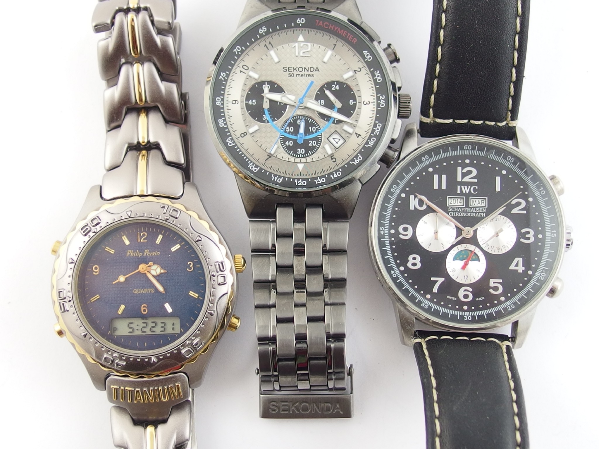 Appraisal: An IWC Schaffhausen chronograph watch and two other gents watches