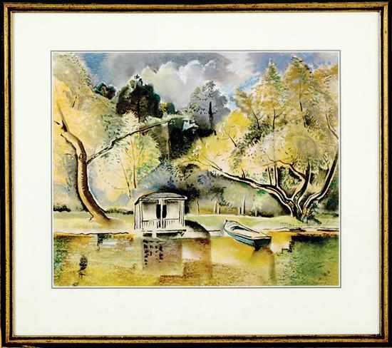 Appraisal: Will Henry Stevens Louisiana - BOATS ON SHORE-GOLDEN TREES LOUISIANA