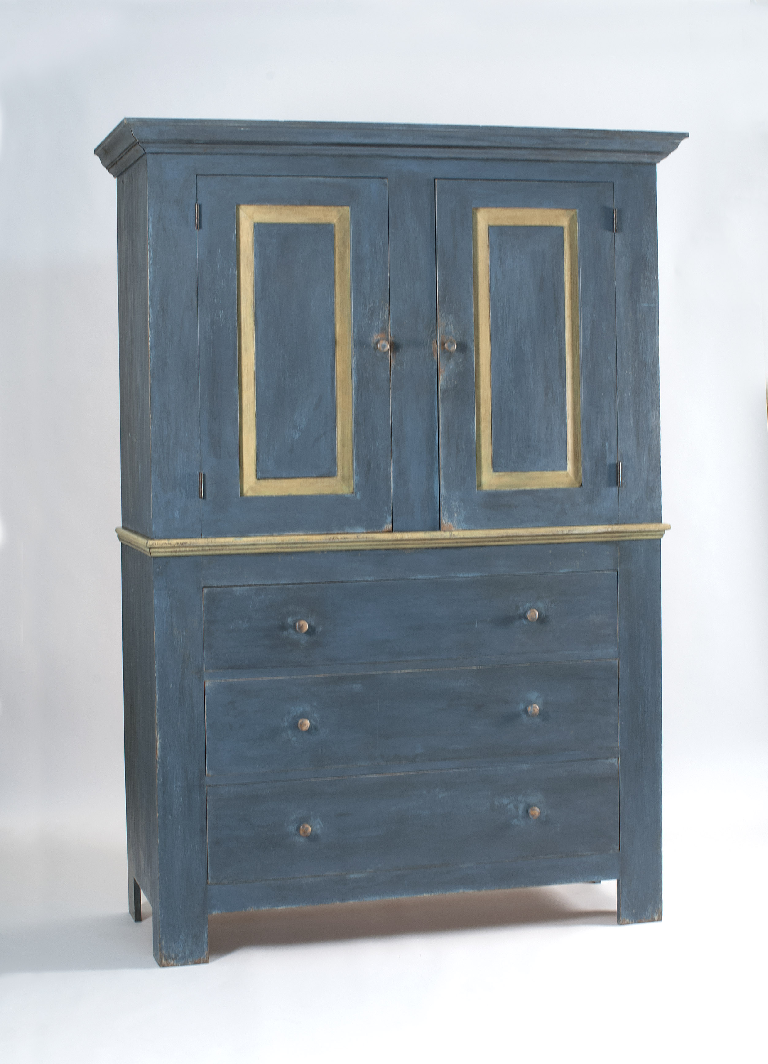 Appraisal: CONTEMPORARY TWO-PART PAINTED CABINET Upper section with two paneled doors