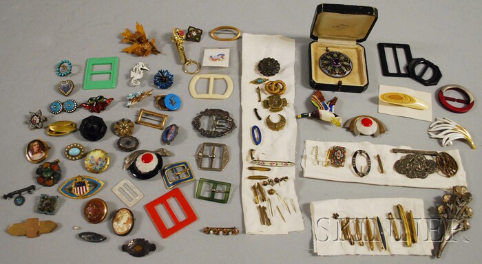 Appraisal: Group of Mostly Victorian Costume Brooches many rhinestone or enamel