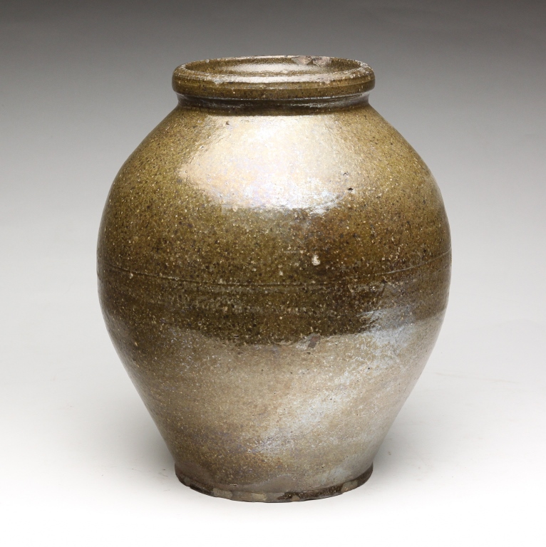 Appraisal: Possibly Southern mid th century Ovoid jar with green glaze