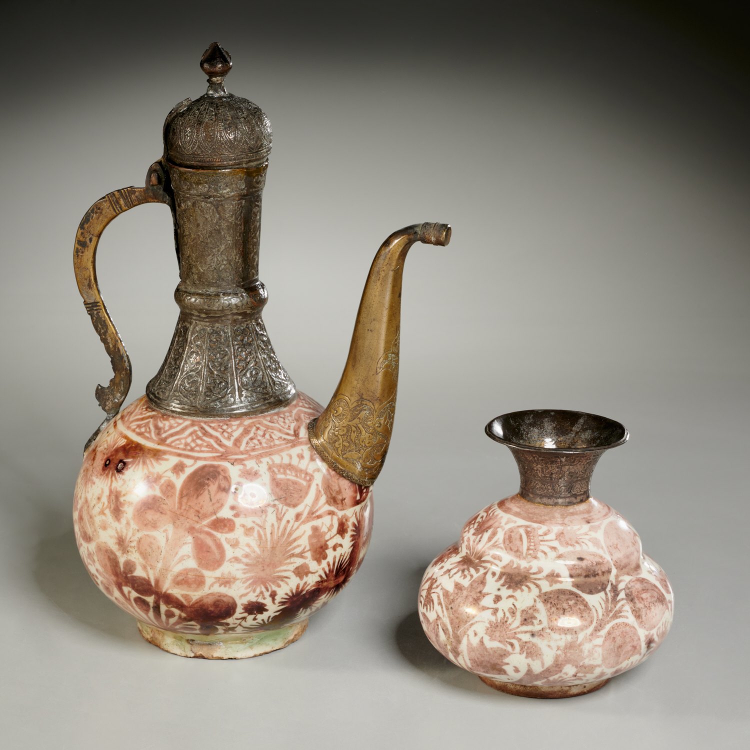 Appraisal: PERSIAN SAFAVID LUSTERWARE COFFEE POT AND VASE Safavid Dynasty th