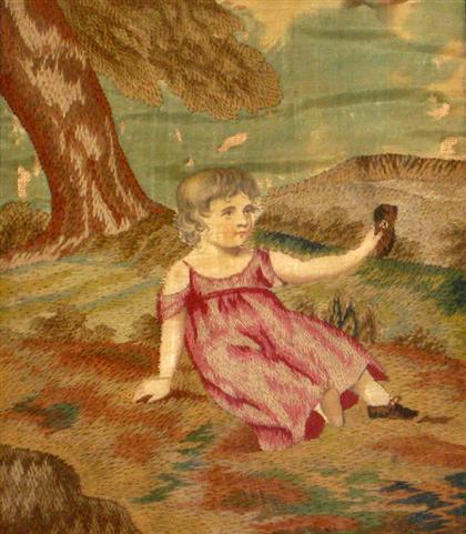 Appraisal: Woolwork picture probably england th century Showing a small boy